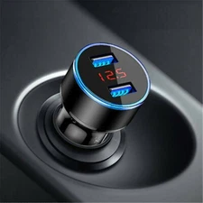 Dual Ports 3.1A USB Car Cigarette Charger Lighter Digital LED Voltmeter 12V/24V