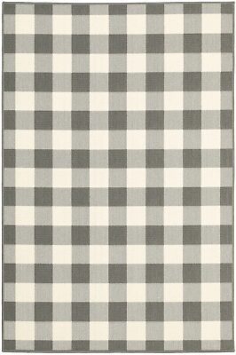 8' X 11' Gray and Ivory Indoor Outdoor Area Rug
