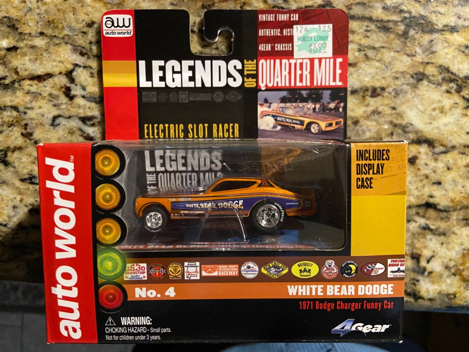 AW Auto World Legends of the Quarter Mile White Bear Dodge HO Slot Car