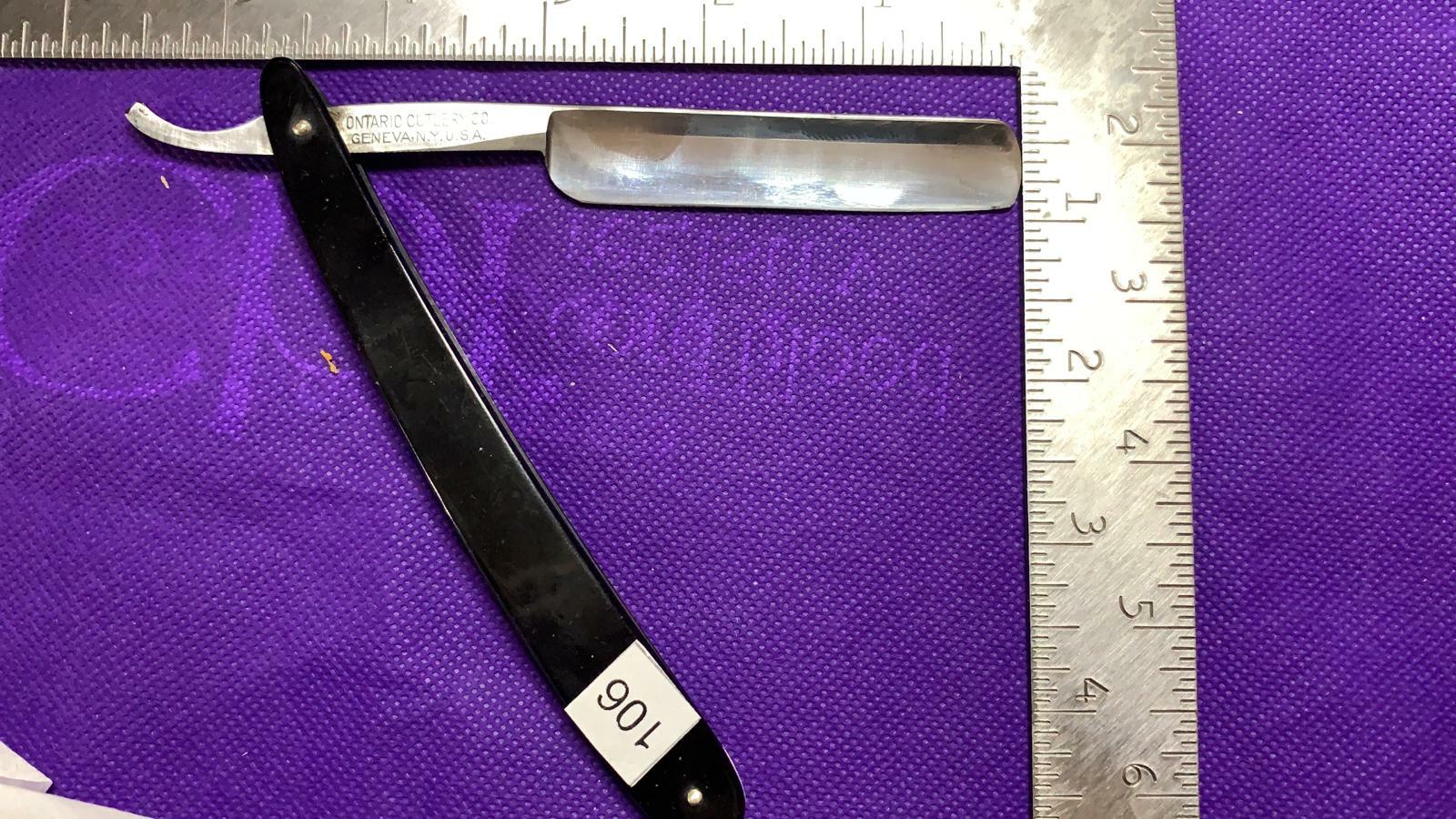 Vintage Straight Razor Ontario Cutlery Geneva New York Etched eBay