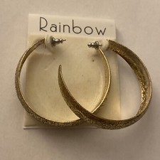 Rainbow Brand Earrings 2 L Gold Hoop Hoops With Design New NWT