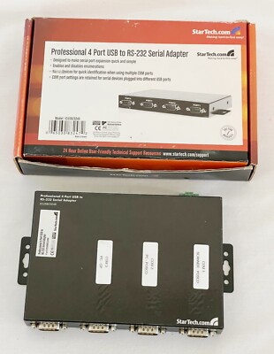 StarTech 4-Port Wall Mountable USB to Serial Adapter Hub with COM Retention