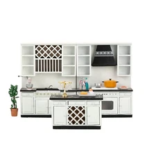 Dollhouse Furniture Kitchen Set 1:12 Scale Miniature Wooden Dollhousewk