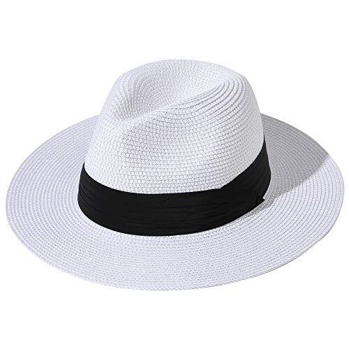 JOYEBUY Womens UPF50 Foldable Summer Straw Hat Wide Brim Fedora