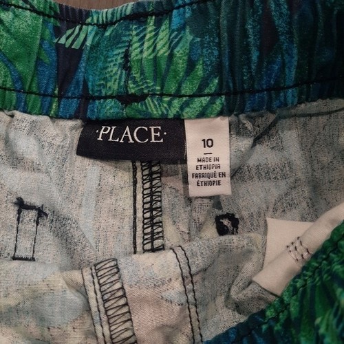 CHILDRENS PLACE Tidal Palm Print Pull On Jogger Shorts Boys Size 10 Green Blue - Picture 5 of 9