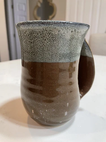 Art Pottery Hand Warming Coffee Tea Mug Signed Neher Pottery