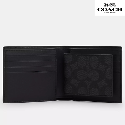 【早い者勝ち】COACH「ボックスド 3-IN-1ウォレット ギフトセット」 Coach Boxed 3 In 1 Men's Wallet Gift Set In Signature Canvas