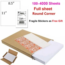 Full Sheet Shipping Label 8.5" x 11" Sticker Labels for Laser & Ink Jet Printers