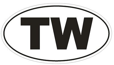 TW Taiwan Oval Bumper Sticker or Helmet Sticker D2034 Country Code