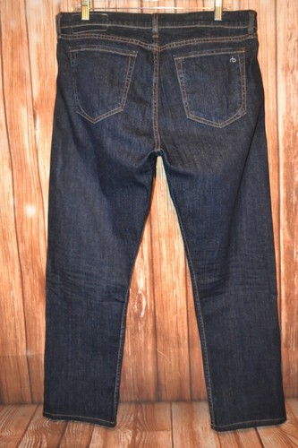 Rag & Bone Men Slim Straight Leg Fit 3 Fly Button Dark Blue Denim Jeans Sz 33x29 - Picture 5 of 12