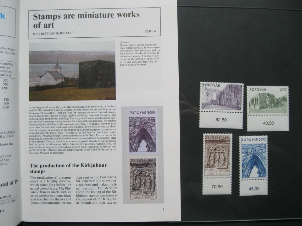 1988 Faroe Children's Toys 191-192 &  Kirkjubour Cathedral Ruins 182-185+Book - Image 2 of 4