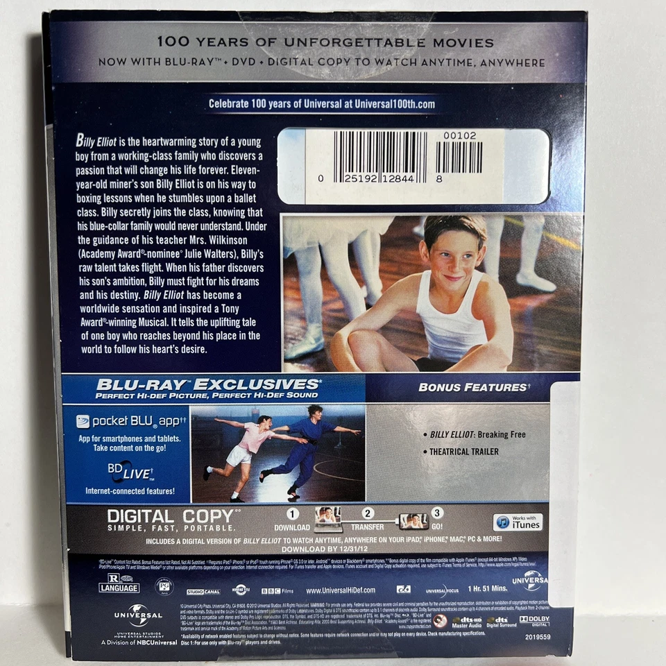 Billy Elliot (Blu-ray/DVD, 2012) - Universal 100th Anniversary Edition - Image 3 of 4