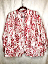 CHICOS SIZE 3/XL PRETTY PINK IKAT PATTERN LINEN JACKET SUMMER