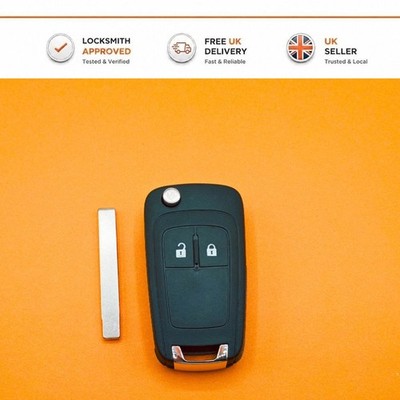 2 Tasten Fernbedienung Klappschlüssel für Vauxhall (Opel) 2010 - 2016 Aftermarket Case OEM Board 