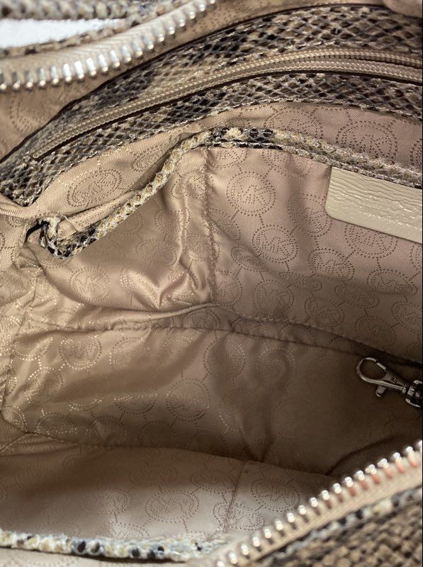 Michael Kors Gray Python Snakeskin Embossed Hobo … - image 4