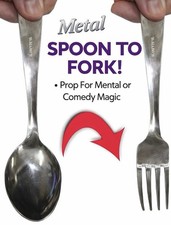 SPOON TO FORK Mental Magic Trick PK Comedy Close Up Metal Hand Mouth Gag Set
