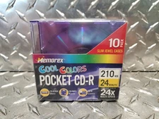 10 Pack Memorex Cool Colors Pocket CD-R 24X 210 MB 24 Minute New Sealed