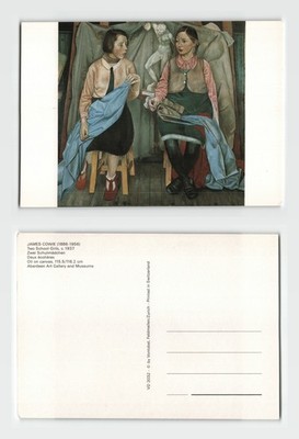 Postkarte - James Cowie zwei Schulmädchen 1937 Kunstgalerie Druck UNBESPIELT