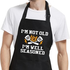 Funny Aprons for Men with Pockets, Mens Apron for Grilling BBQ Kitchen Cooking
