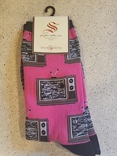Socksmith Women's Crew Socks - Retro TV Pink - One Size Fits Most NEW