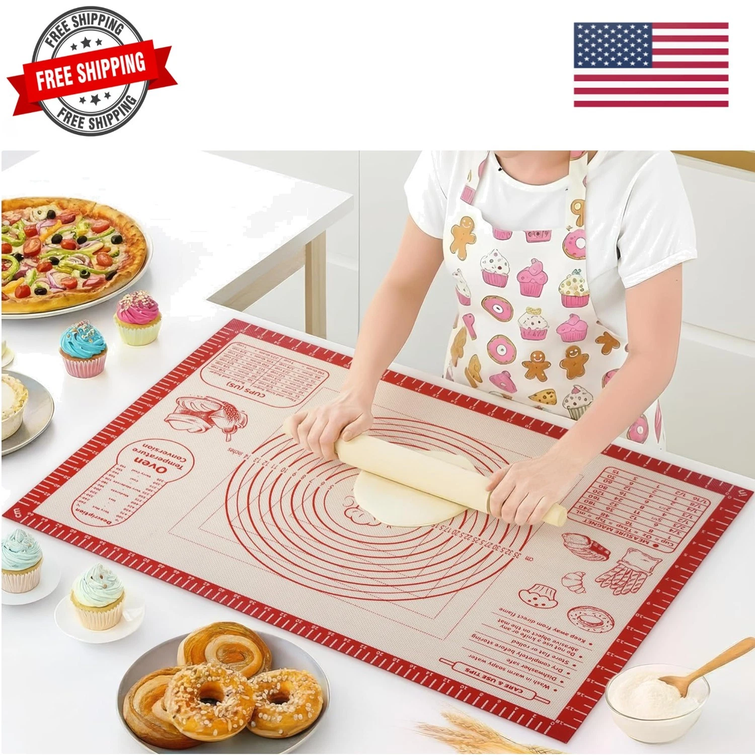Silicone Baking Pastry Dough Mat - Non Slip Rolling Mat with Measurement Guid...
Opens in a new wind