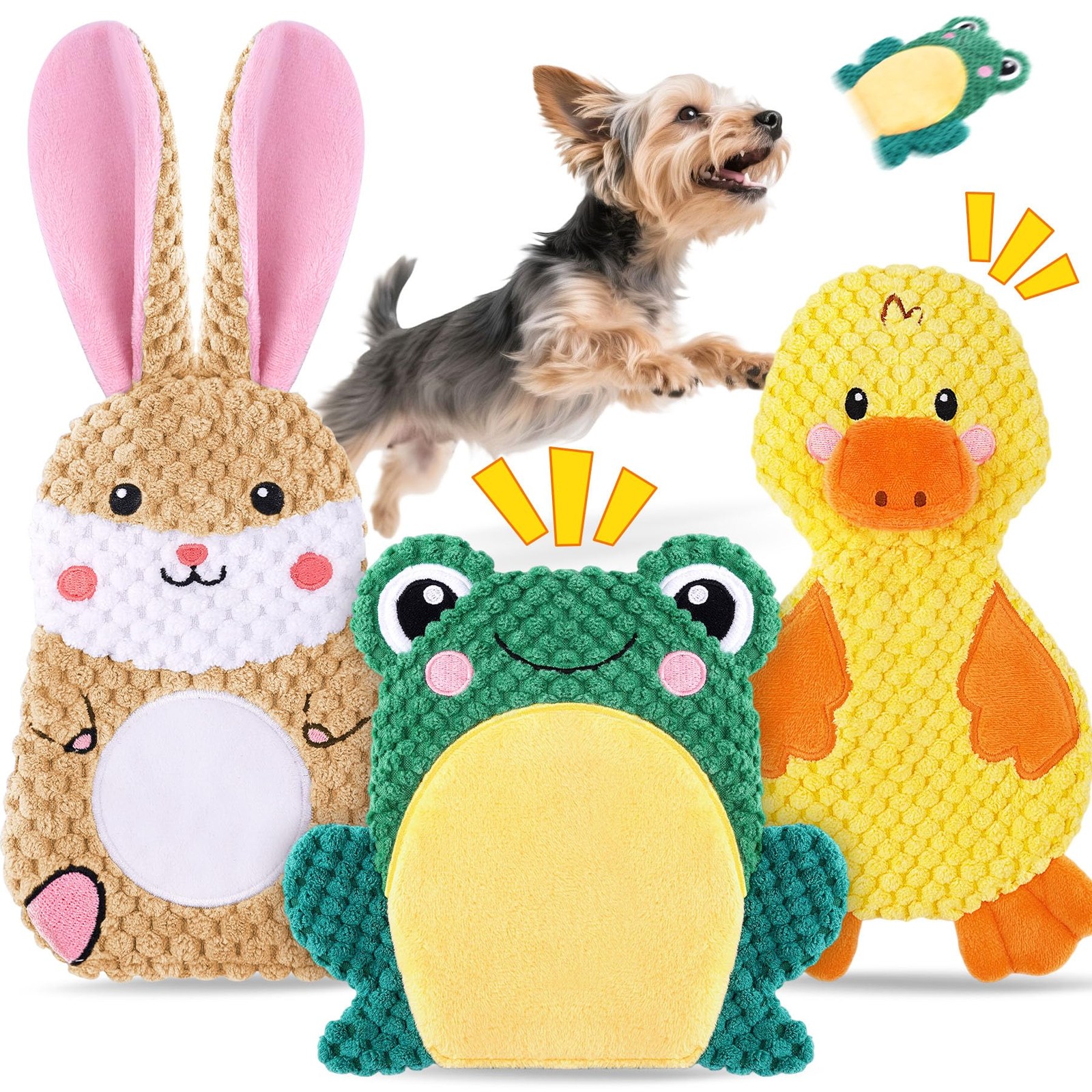 To Keep Them Busy, 3 Pack No Stuffing Interactive Dog Toys With Crin...
