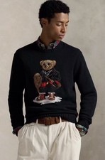Polo Ralph Lauren Polo Bear Sweater Black Holiday Snow Shoes Ski