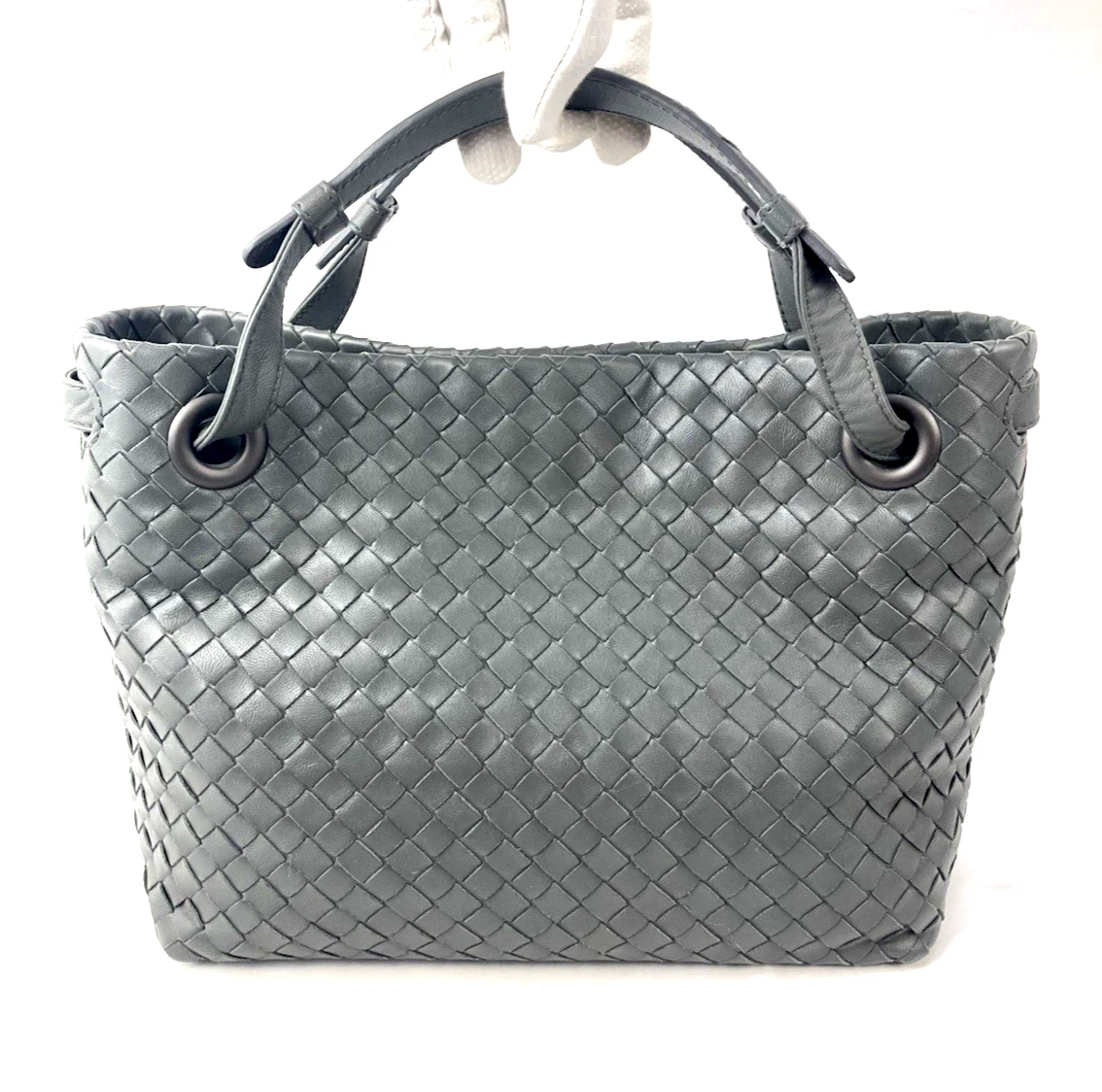 Bottega Veneta — Bottega Veneta Intrecciato Leather Tote Handbag Gray