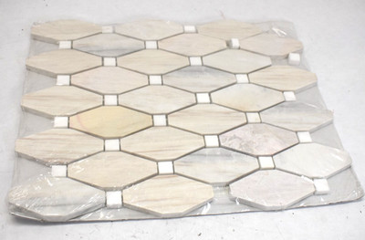 Angora Elongated Octagon 11.81'' x 13.4'' Polished Marble Floor Wall Tile