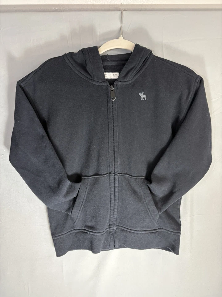 Suéter Abercombie Fitch Niños Pequeño 9/10 Negro Sudadera con Capucha Cremallera Completa Alce Foto 2 de 4