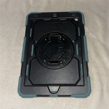 Rugged Rotating Shockproof Tablet Case Stand Plastic Rubber Black Blue