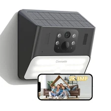 Cinnado 2K 3MP Solar Security Camera Wall Light ireless Outdoor Human Detection