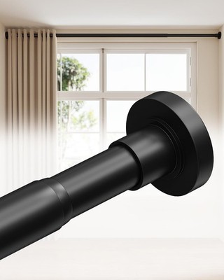 Extra Long Tension Rod For Curtains 66-120 Inches, No Tools, Black