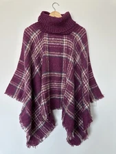 Kate & Mallory Womens One Size Pullover Purple Shawl Poncho