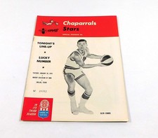 1969-70 ABA Basketball Program Dallas Chaparrals vs Utah Stars 1-20-70