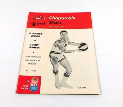 1969-70 ABA Basketball Program Dallas Chaparrals vs Utah Stars 1-20-70