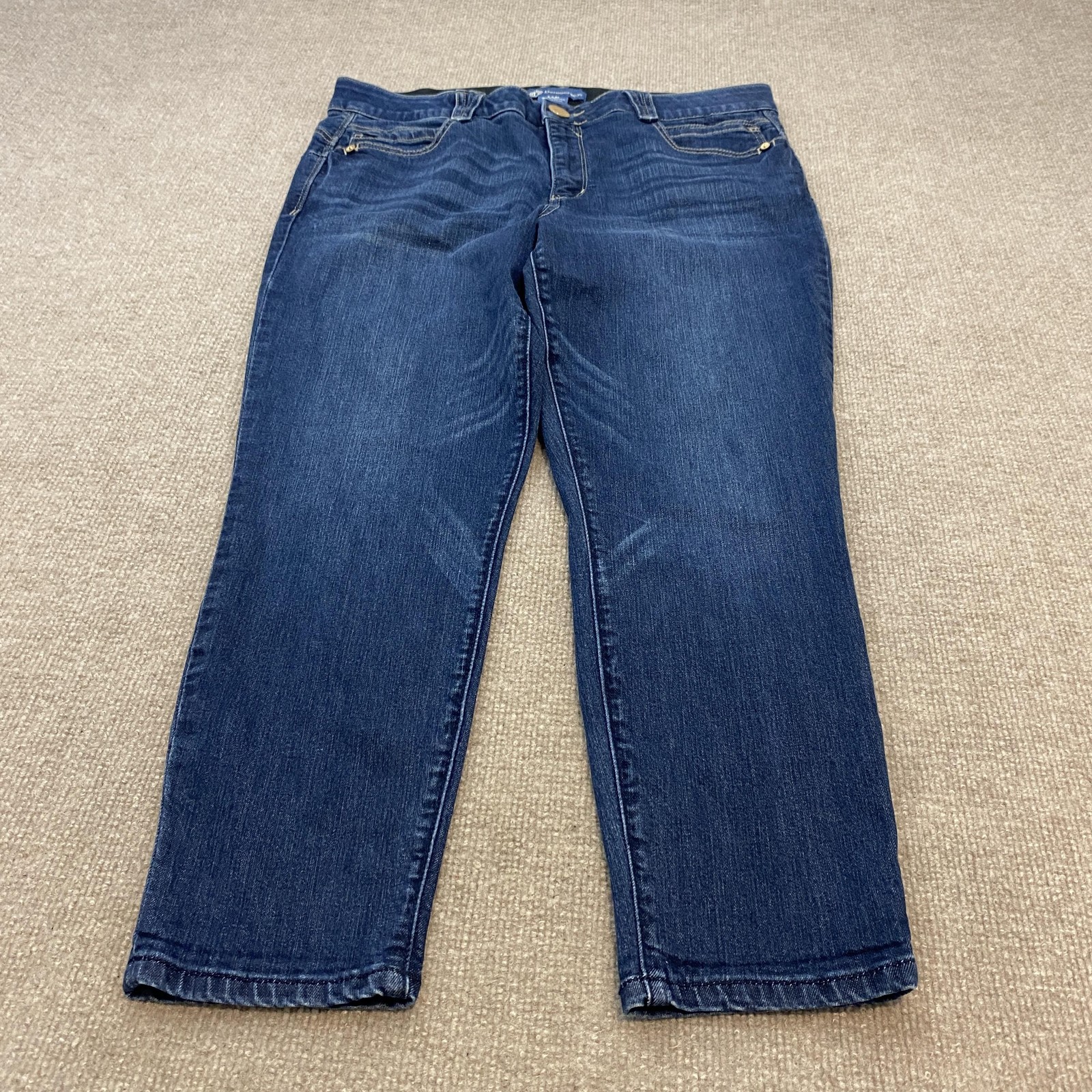 Democracy Jeans Womens 14P Blue Medium Wash Stretch Denim Hemmed Ab Solution