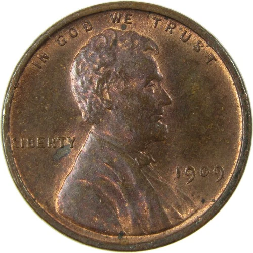 1909 Lincoln Wheat Cent AU About Uncirculated Penny 1c Coin SKU:I26218