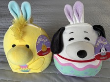 NEW Set of 2 Original Squishmallows Peanuts Snoopy Woodstock Easter Plush 8"
