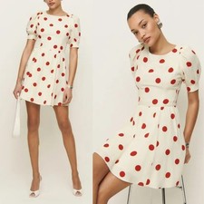 Reformation | NWT Aiyana Polka Dot Puff Sleeve Mini Dress in Carmona Dot
