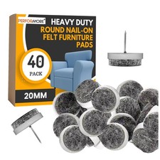PERFORMORE 40 Pcs Heavy Duty Round Nail-On Felt Furniture Pads 20mm, Non Slip...