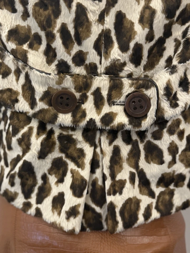 KAREN MILLEN UK8/10 EU36/38 US4/6 Tailored Faux Fur Leopard Trench short coat - Image 3 of 4