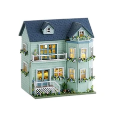 DIY Miniature House Kit, Wooden Dollhouse Kit Mini House Making Kit with Furnit