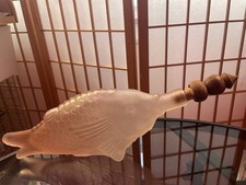 Vintage Frosted Glass Fish Wine Bottle, Peach...