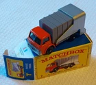 Vintage 1967 MINT Matchbox by Lesney No.7 Refuse Truck Orange Body Black Wheels
