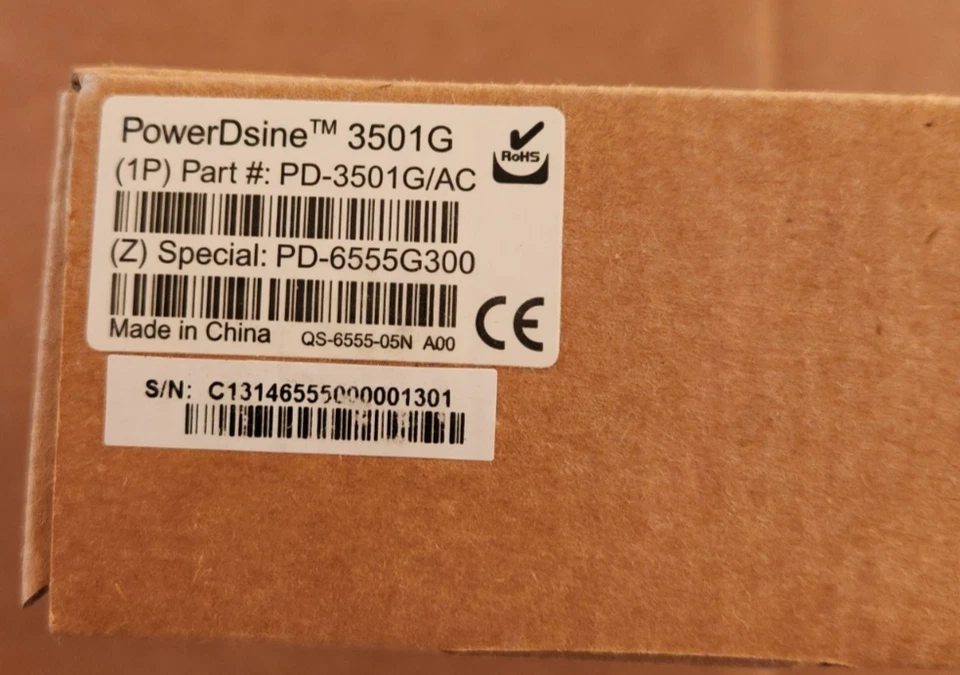 NEW PowerDsine PD-3501G/AC Poe Injector 1-port AC w/CABLE Microsemi Shoretel - Image 3 of 4