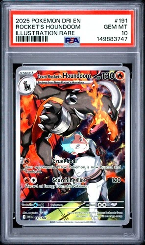 2025 POKEMON DESTINED RIVALS ILLUSTRATION RARE #191 TEAM ROCKETS HOUNDOOM PSA 10