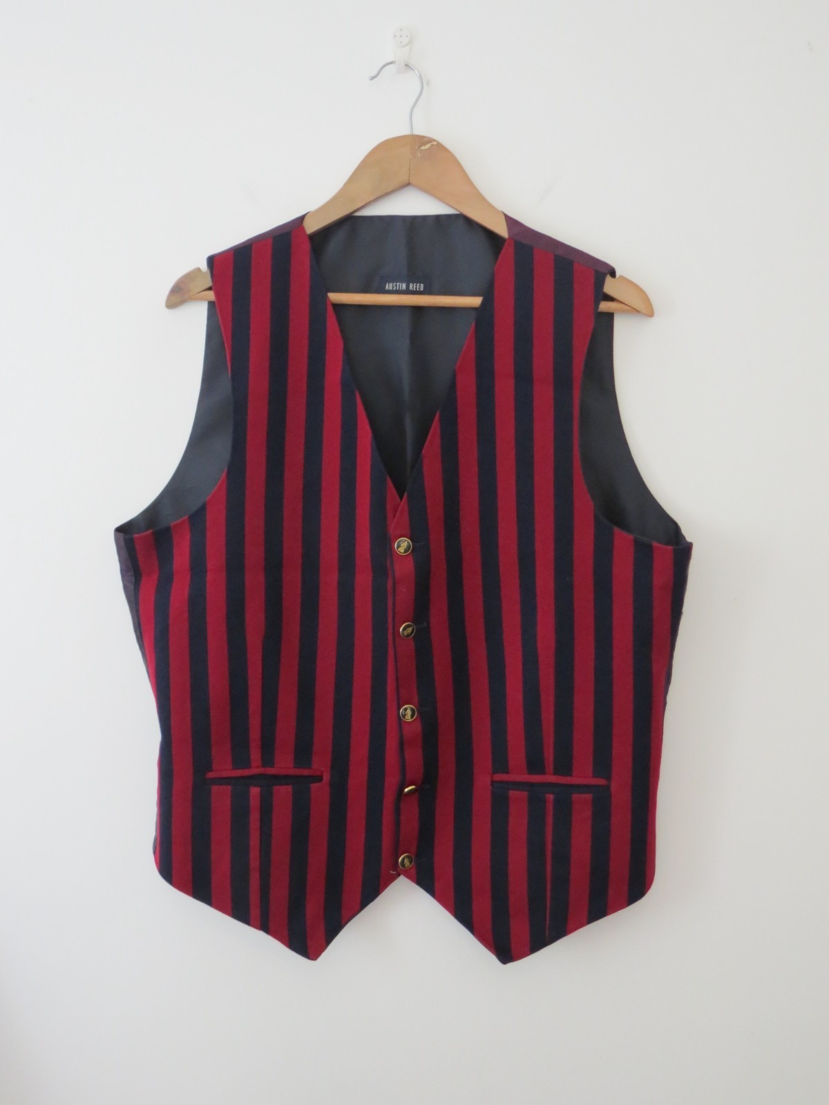 FILA Austin Reed canottaggio canottaggio gilet grande 42 righe tuta da mattina blu navy bur