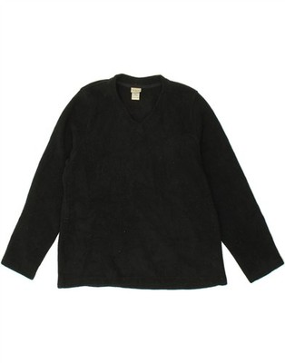 L.L.BEAN Damen V-Ausschnitt Fleecepullover UK 16 Large schwarz Polyester BK14
