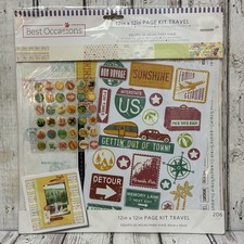 All Occasions Travel 12x12 6 Page Scrapbook Kit Paper Stickers Die-cuts 200 Pcs